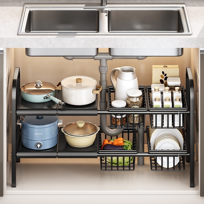 Under Sink Organizer and Storage Cabinet Sink Shelf Cabinet Storage Shelves Under Sink Storage for Kitchen Bathroom Cabinet