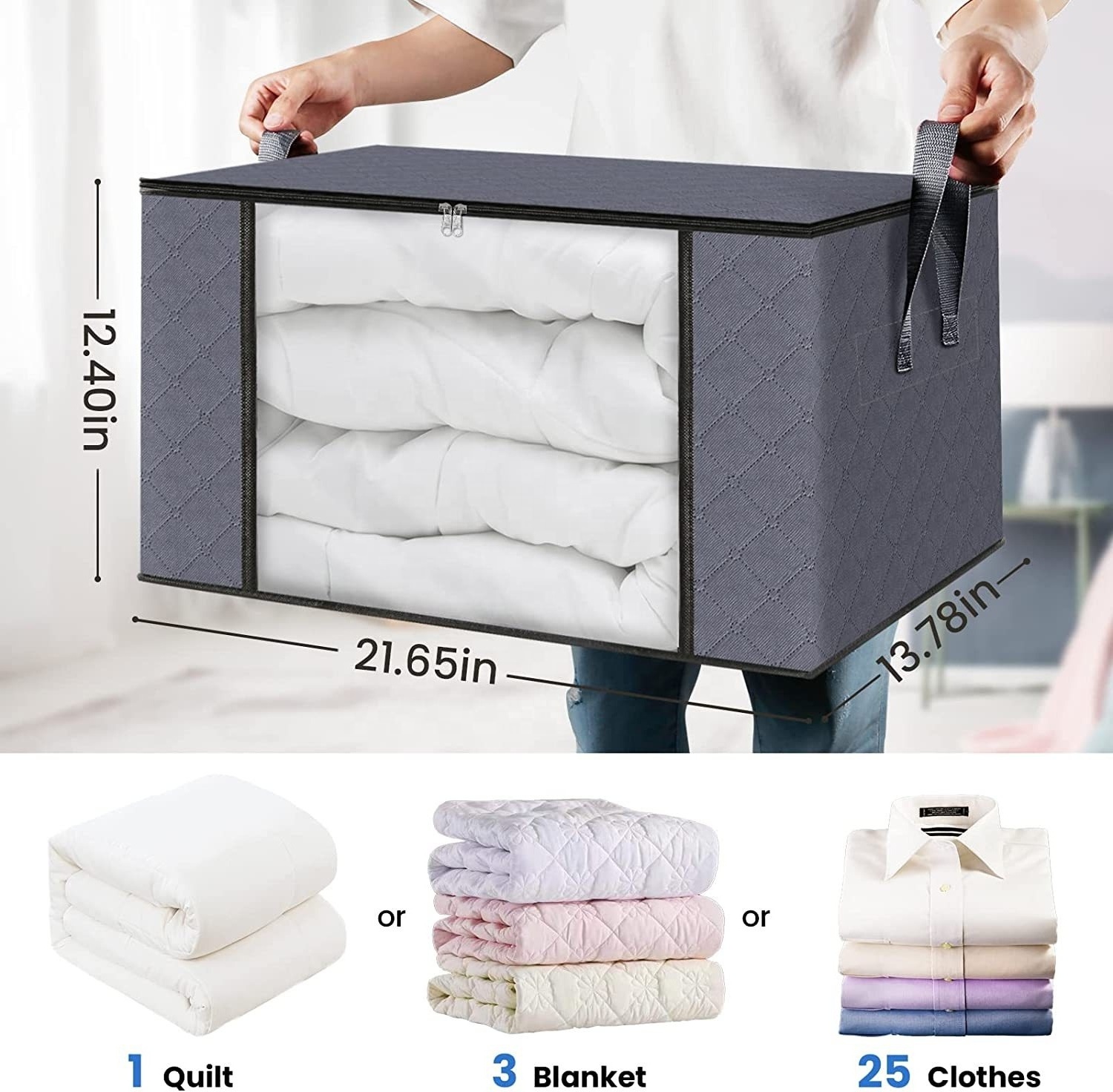 6pcs Hot Sale Fabric Storage Bag, Bedroom Quilt, Clothes Storage Box Winter Large Capacity Clothes Organizer