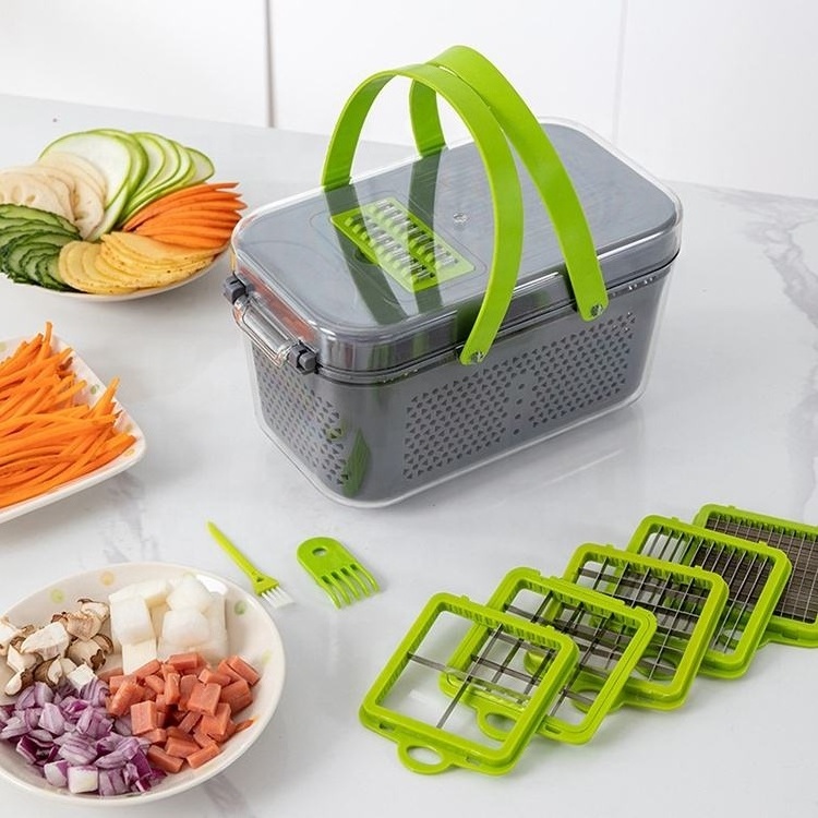 2024 22 in 1 Vegetable Cutter With Drain Basket Salad Cutter Blade Vegetable and Fruit Cutter Vegetable Chopper Slicer