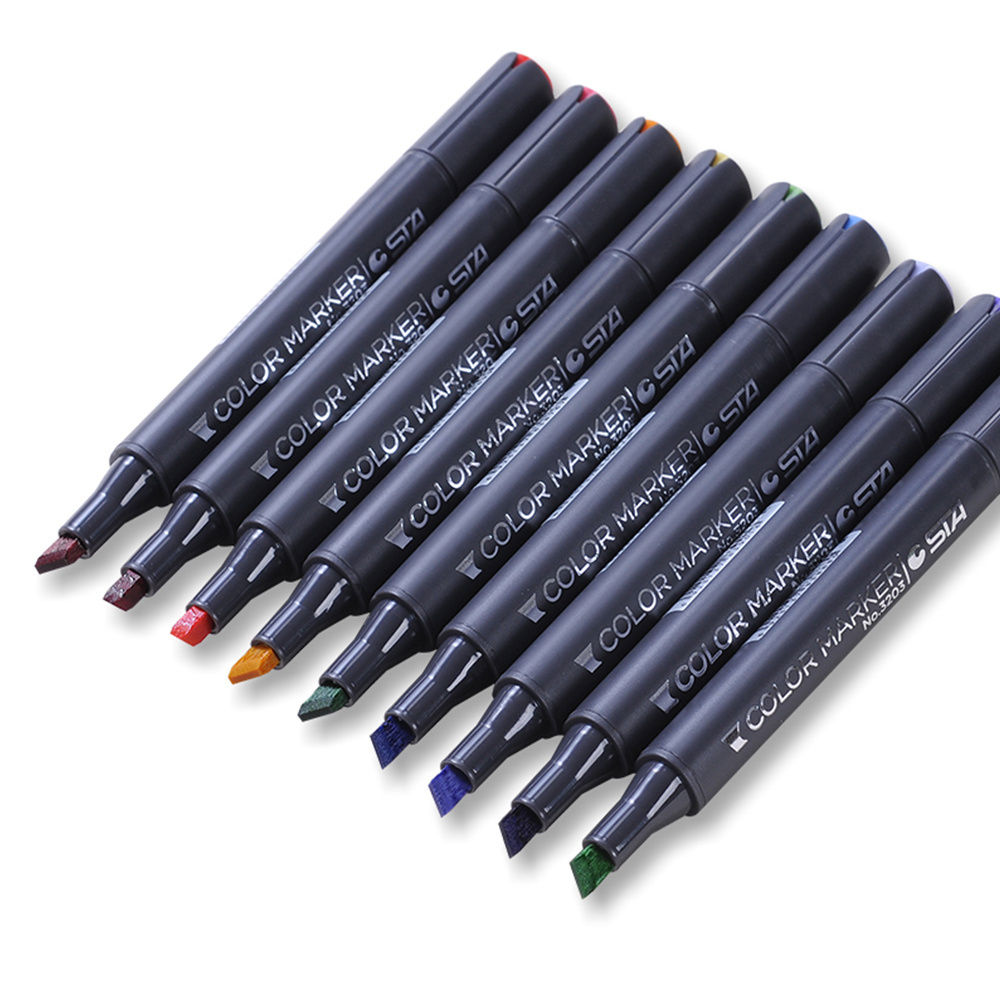 Factory Price Dual Tip Alcohol Marker Pen Sketch Brush for Drawing on Wood and Metal Permanent Marker with Dual Tip