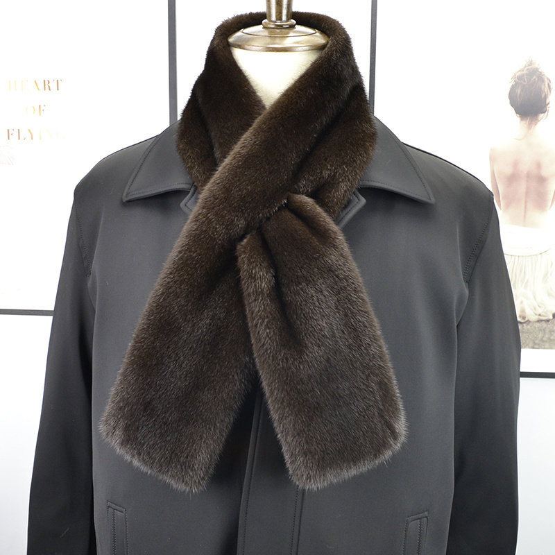 Genuine Luxurious  Denmark Double Side  Mink Fur Scarf Black Wrap Shawl Stole Genuine Winter Unisex Warm