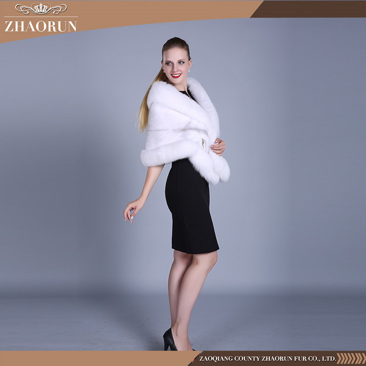 Fashion Elegant Shawls Winter Women's Coat Solid Color Mink Fur Shawls