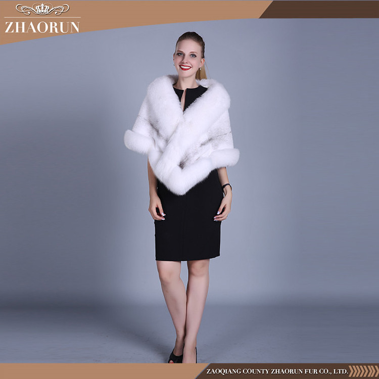 Fashion Elegant Shawls Winter Women's Coat Solid Color Mink Fur Shawls