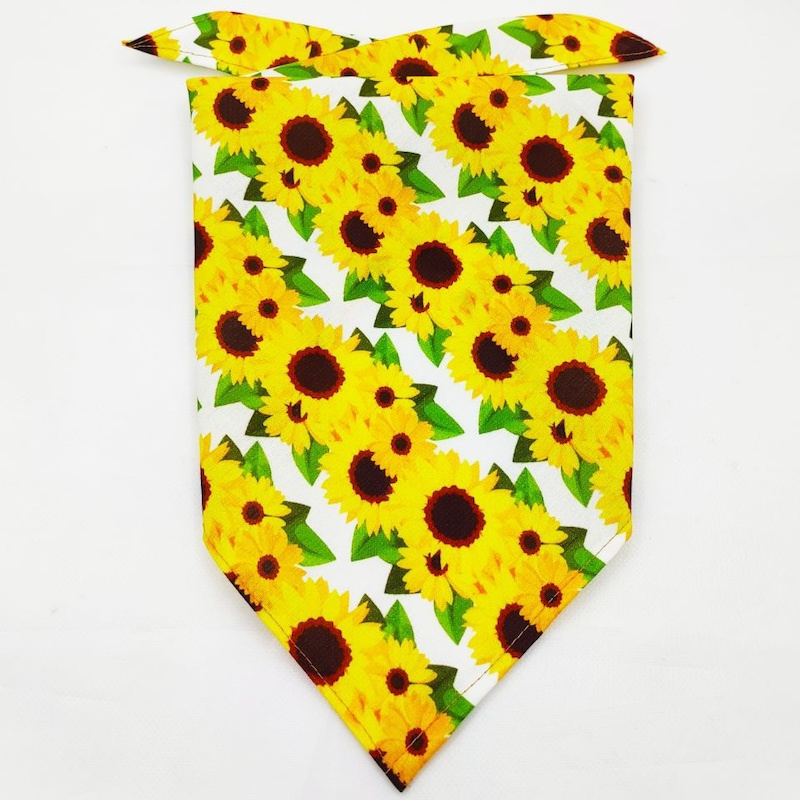 Sunflower Print Dog Bandanas Birthday Gift Washable Dog Bib Kerchief Scarf Adjustable Accessories for Small to Large Dog Cat