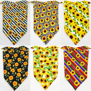 Sunflower Print Dog Bandanas Birthday Gift Washable Dog Bib Kerchief Scarf Adjustable Accessories for Small to Large Dog Cat