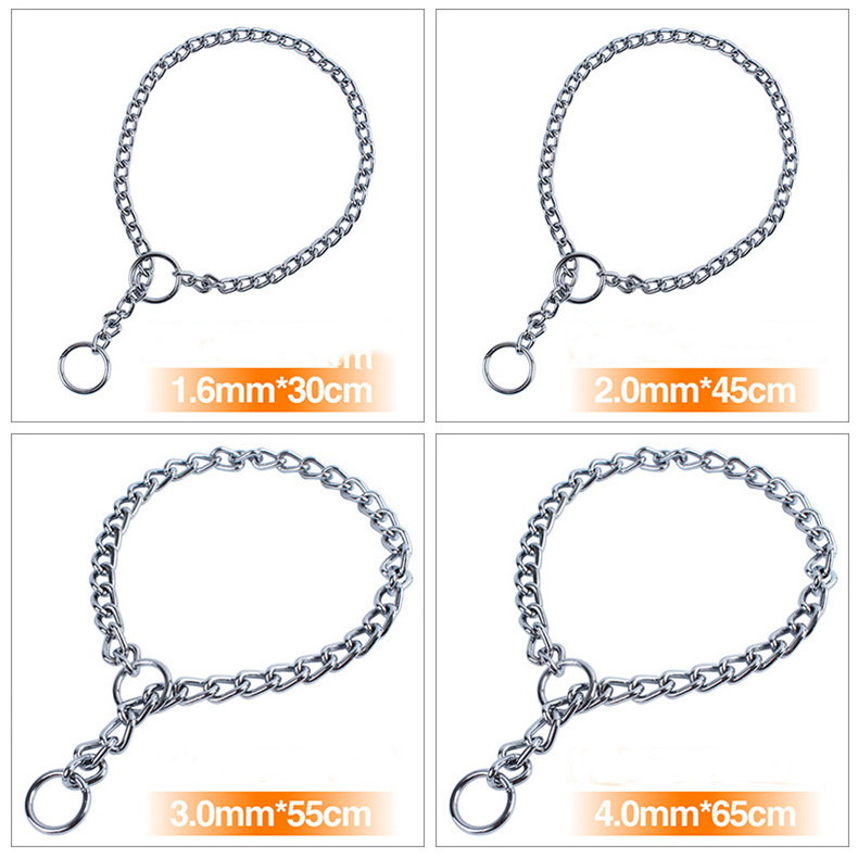 Custom Stainless Steel Snake Shape P Chock Metal Chain Dog Collar With 5 Sizes