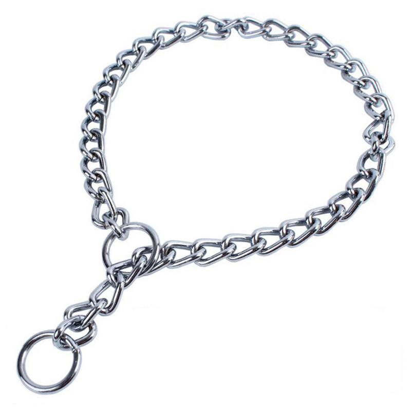 Custom Stainless Steel Snake Shape P Chock Metal Chain Dog Collar With 5 Sizes