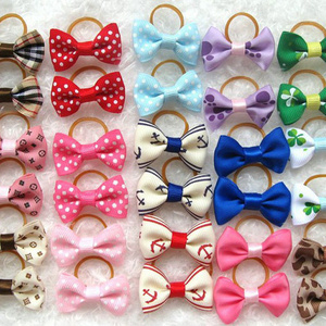 Pet Small Dog Hair Bowknot Grooming Accessories Wide Color Cat Bows Dog Hair Bows with Rubber Bands