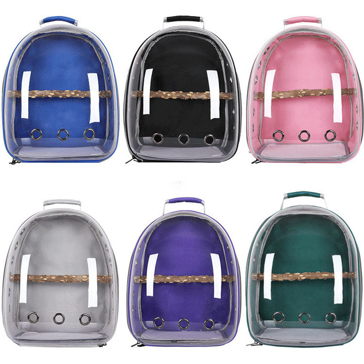 New Design Bird Backpacks with Perches Transparent Breathable Bird Big Space Travel Bag Parrot Carrier Backpacks