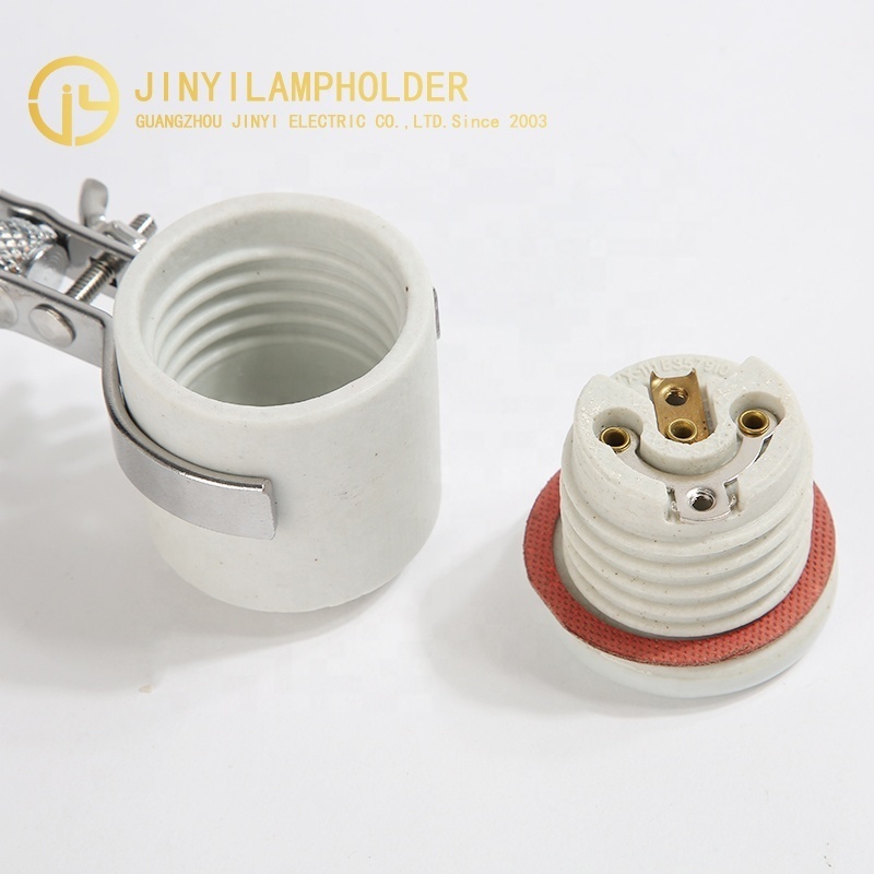 Bulb socket e26 with clip switch Power cord Led tube light  screw base socket with clips porcelain bulb socket e26 with clip