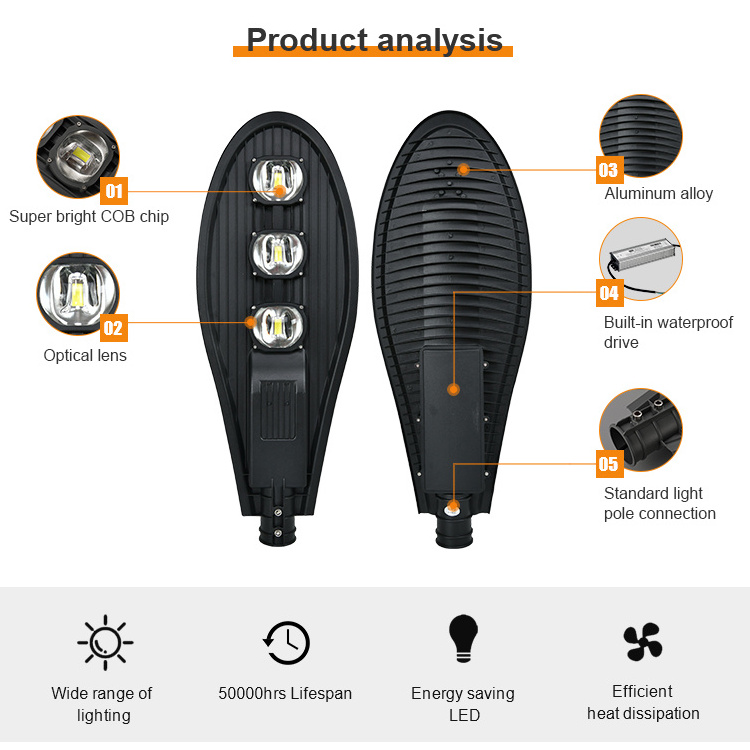 Zhongshan New Module Cob Ip66 Die Casting Aluminium Outdoor Lighting Lamp 220v Cobra Head Led Street Light