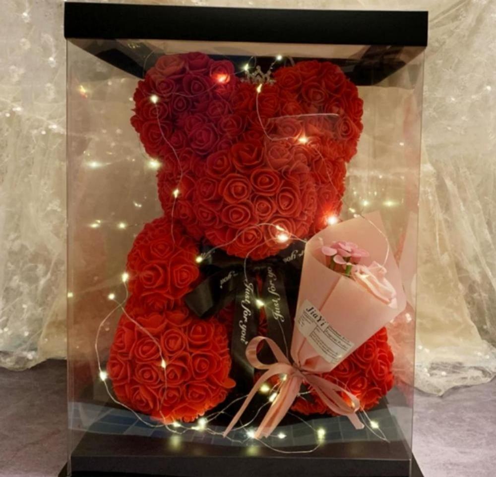 Hot Sale Eternal Rose Teddy Bear for Love Artificial Styrofoam Bear