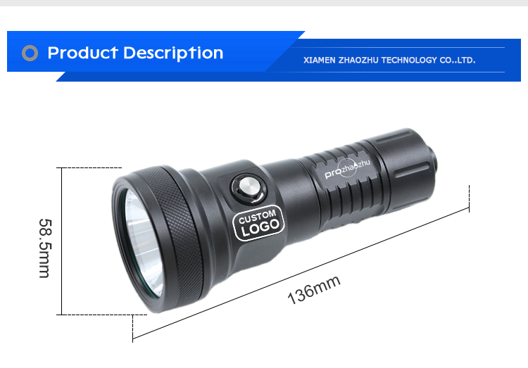 Wholesale Scuba Diving Lamp IP68 Waterproof 100M Underwater LED Flashlight With Rechargeable 26650