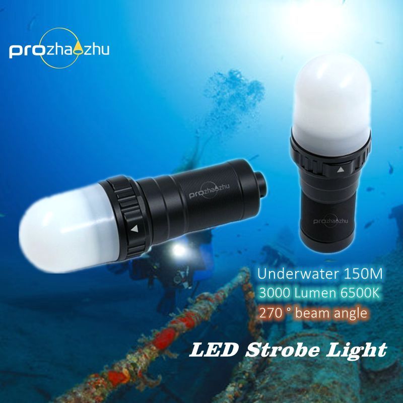 IPX8 3000 Lumen Underwater LED Strobe Diving Lamp 200M Signal beacon Light With 26650 Battery For Scuba Dive Buddy