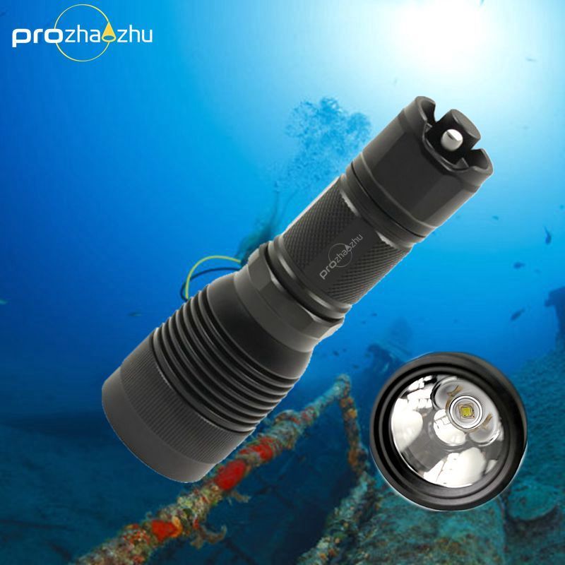 Custom Logo Waterproof LED SST40 LED Dry Battery 3AAA Size Underwater IP68 Diving Flashlight