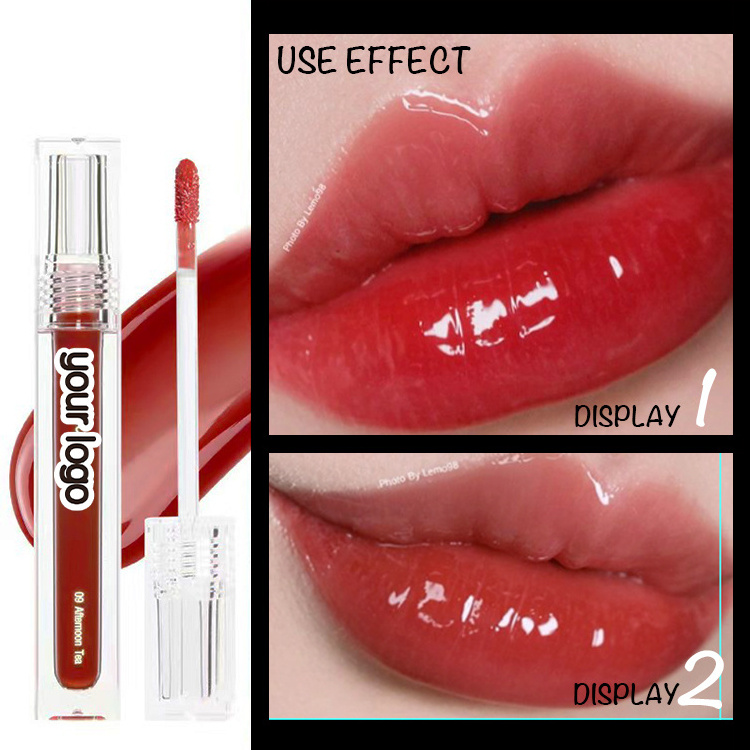 Custom Your Brand Hydrating Glitter Lip Gloss Private Label Lip Makeup Products with Custom Lip Gloss Tubes