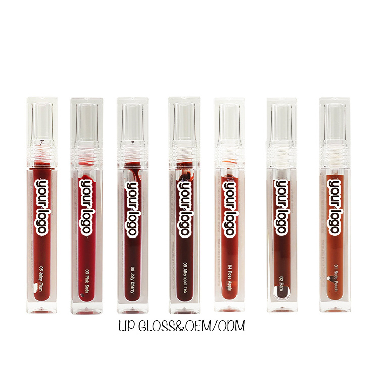 Custom Your Brand Hydrating Glitter Lip Gloss Private Label Lip Makeup Products with Custom Lip Gloss Tubes