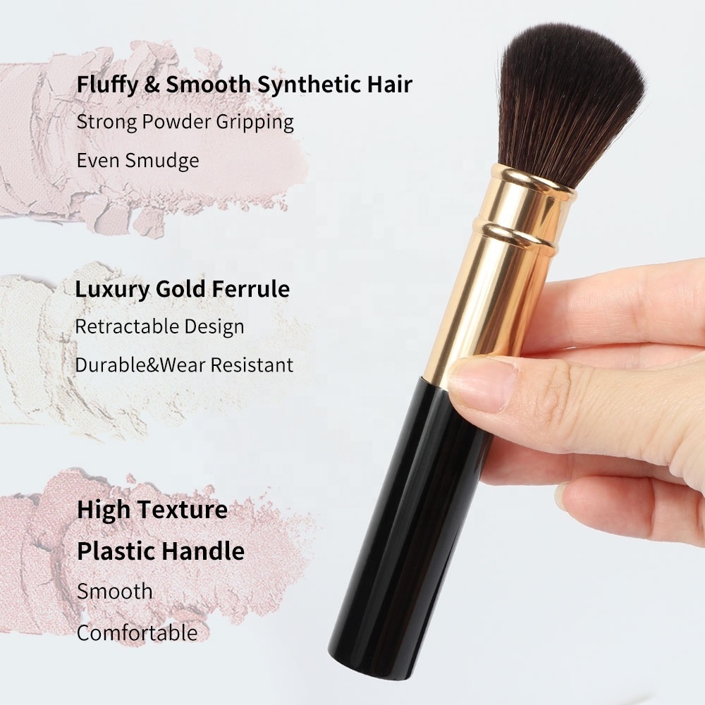 ZH 5pcs Synthetic Premium Eco Friendly Vegan Black Private Label High Quality Luxury Makeup Brush Set With Mirror Case