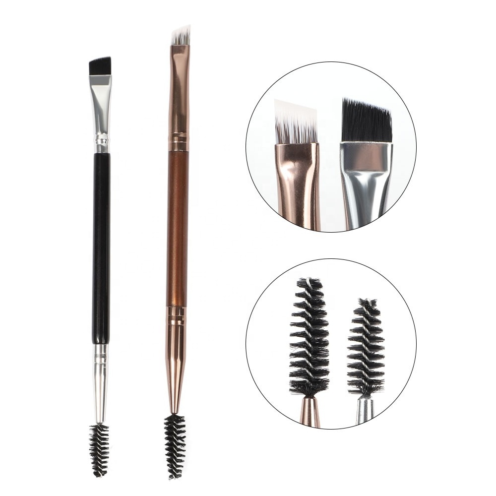 Angled Eyeliner Portable Sustainable Powder Compact Collection Custom Logo Double Ended Private Label Angled Brow Tinting Brush