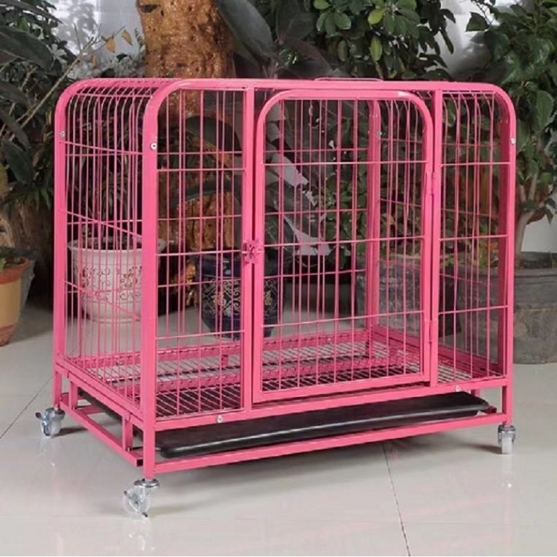 High Quality Iron Tube Dog Kennels Cage Metal Pet Playpen Heavy Duty Dog Crates Cage With Four Wheels