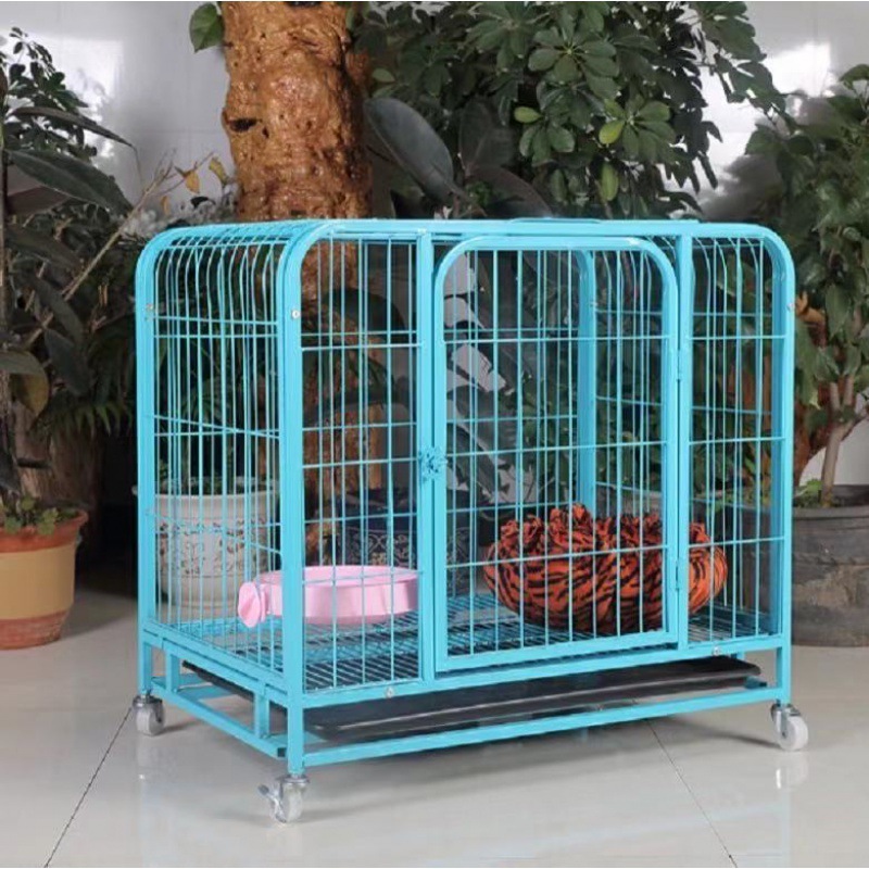 High Quality Iron Tube Dog Kennels Cage Metal Pet Playpen Heavy Duty Dog Crates Cage With Four Wheels