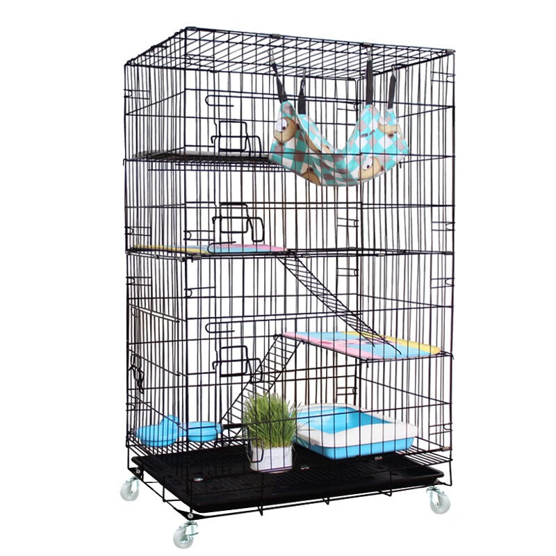 Large Collapsible Metal Cat Kitten Cage Casters Enclosure Pet Playpen with Ramp Ladders