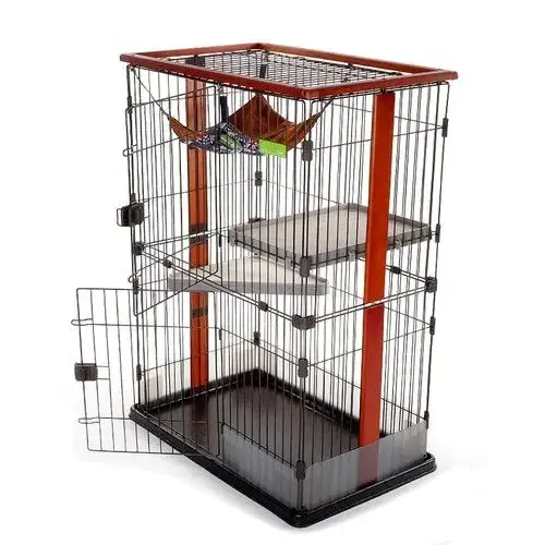 Large Collapsible Metal Cat Kitten Cage Casters Enclosure Pet Playpen with Ramp Ladders