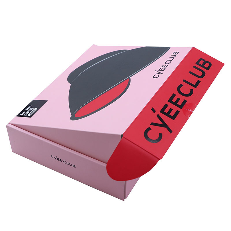 Free Design corrugated pink carton packaging anti sun hat packaging box mailer with logo Mailing shipping mailer boxes