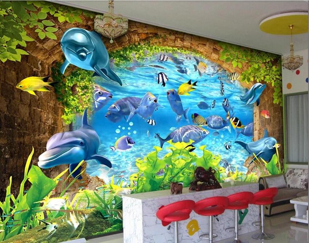 ZHIHAI Underwater World Children's Room Cartoon Background Wall Wallpaper 3d Graphic Design Modern Wall Covering Stick with Glue