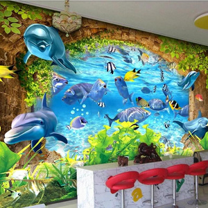 ZHIHAI Underwater World Children's Room Cartoon Background Wall Wallpaper 3d Graphic Design Modern Wall Covering Stick with Glue