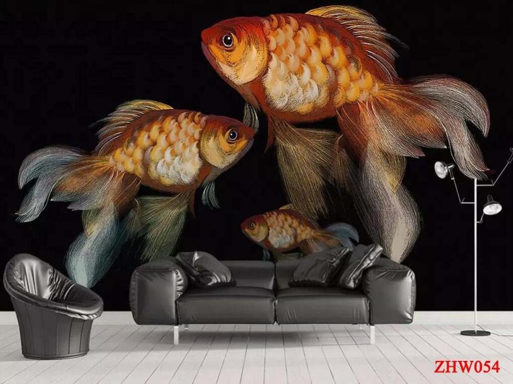 ZHIHAI elegant flower fish nature photo print 3d wall mural