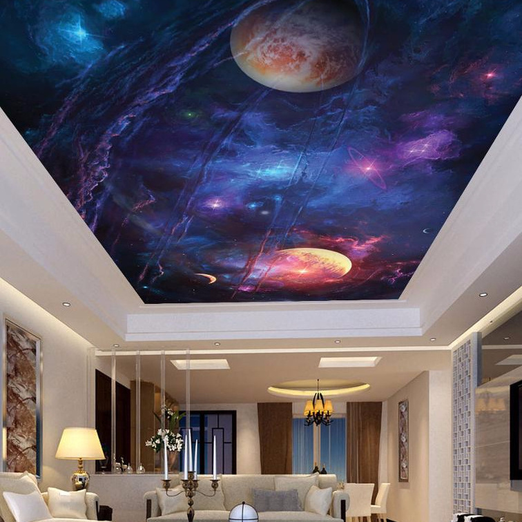 ZHIHAI stars planets in the sky uv print 3d effect stretch ceiling