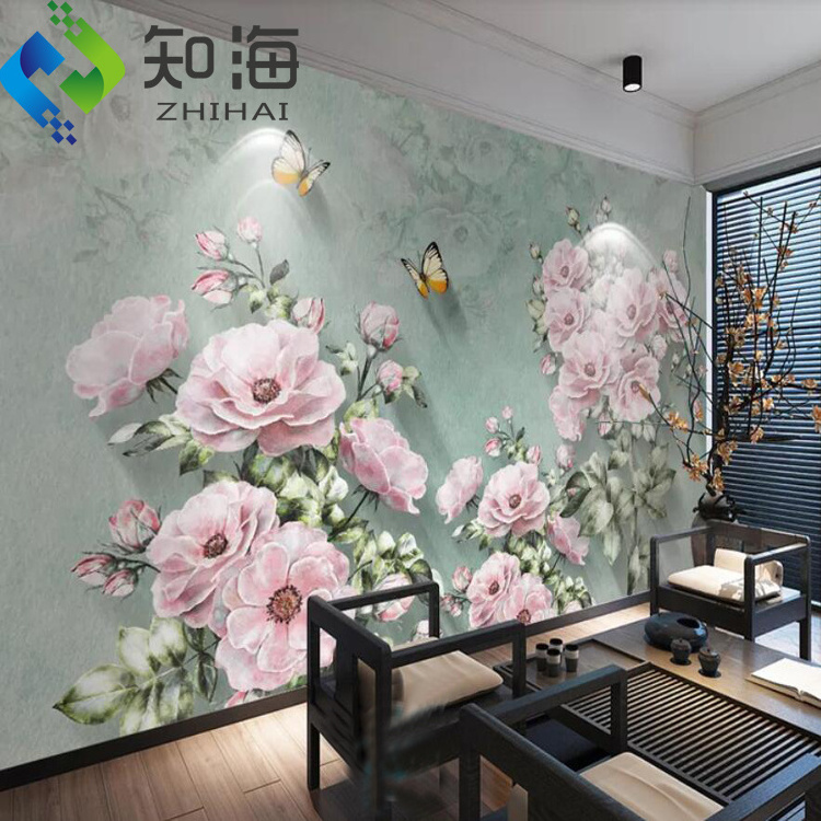 ZHIHAI 5d 8d embossed surface hotel room wall flower3d waterproof decorative printable wallpaper