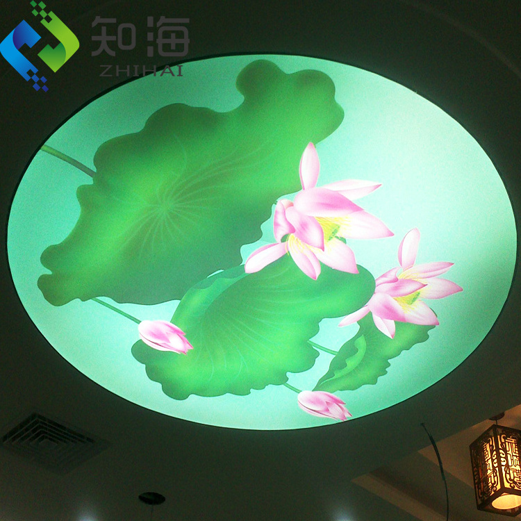 ZHIHAI tension ceilings green tree with sunshine print roof false ceiling light