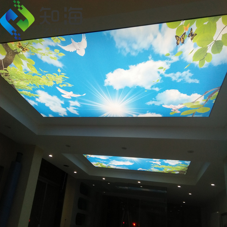 ZHIHAI tension ceilings green tree with sunshine print roof false ceiling light