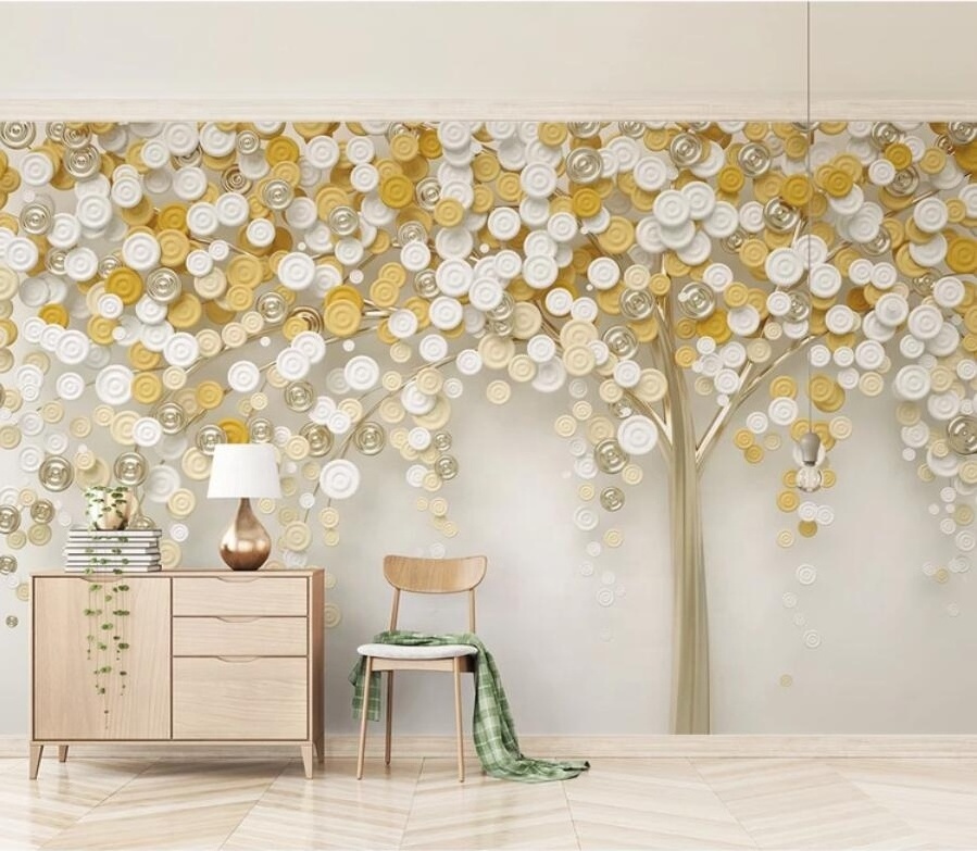 ZHIHAI golden jewels flowers soft pack jewelry TV background wall living room luxury 3d wallpaper