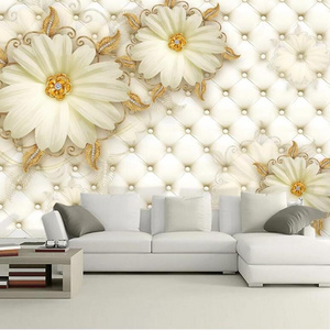 ZHIHAI golden jewels flowers soft pack jewelry TV background wall living room luxury 3d wallpaper