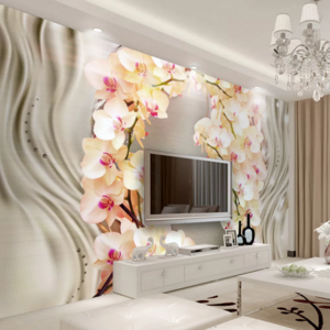 ZHIHAI 3D silk orchid flower TV background wall wallpaper home decoration