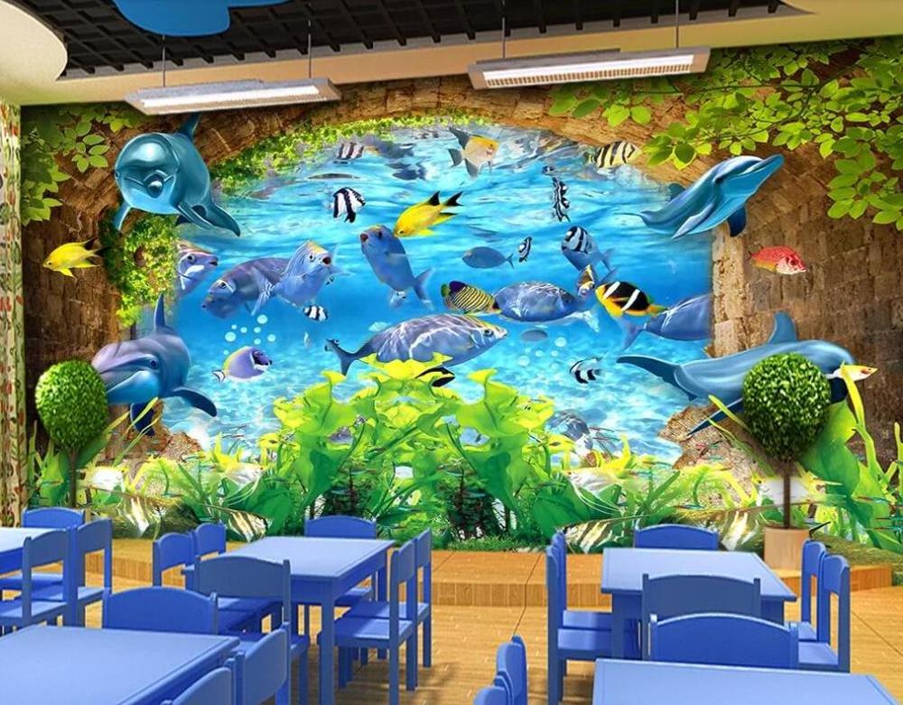 ZHIHAI Underwater World Children's Room Cartoon Background Wall Wallpaper 3d Graphic Design Modern Wall Covering Stick with Glue