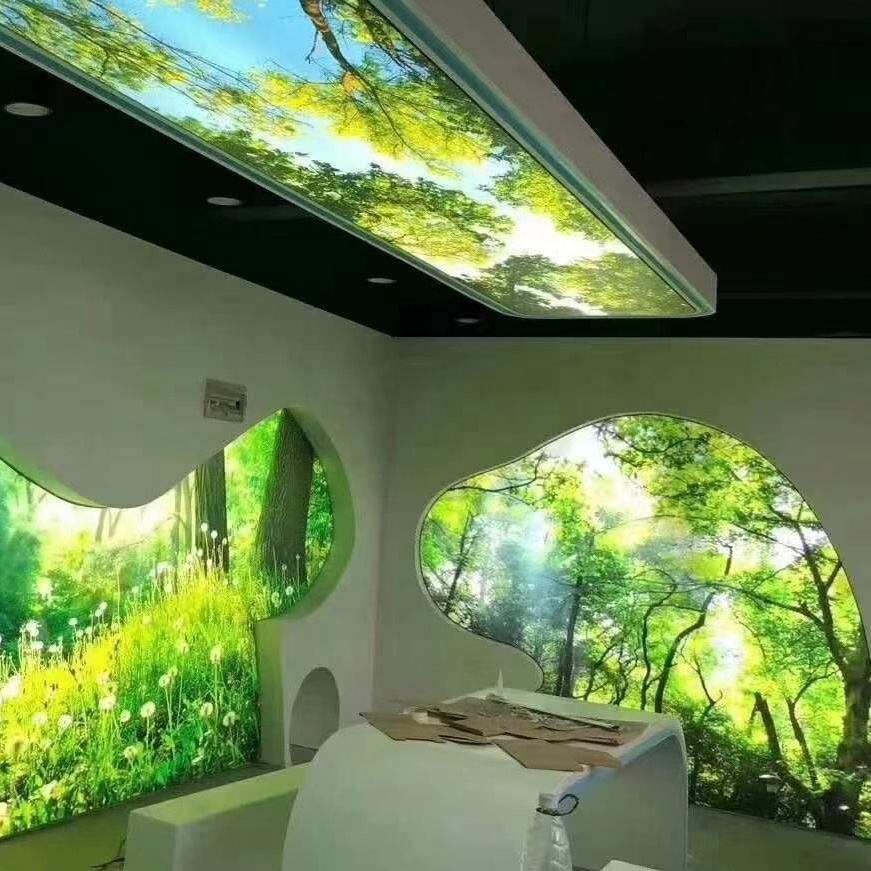 ZHIHAI flower fresh clean green tree leaves blue sky UV print beautiful lightweight suspended 3d pvc stretch ceiling