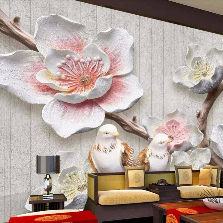 ZHIHAI custom flower nature designs uv print 3d mural wallpaper wall decor