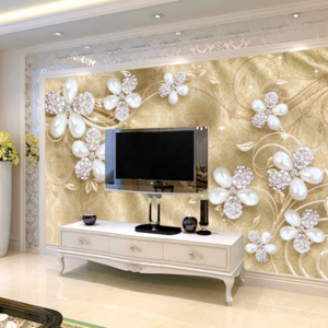 ZHIHAI 3D Soft Pack Diamond Jewelry Flower Luxury Background wallpaper decoration