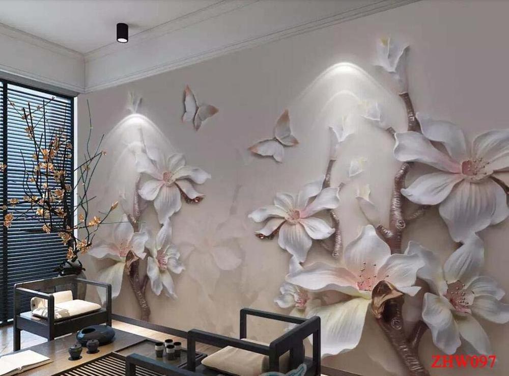 ZHIHAI custom flower nature designs uv print 3d mural wallpaper wall decor