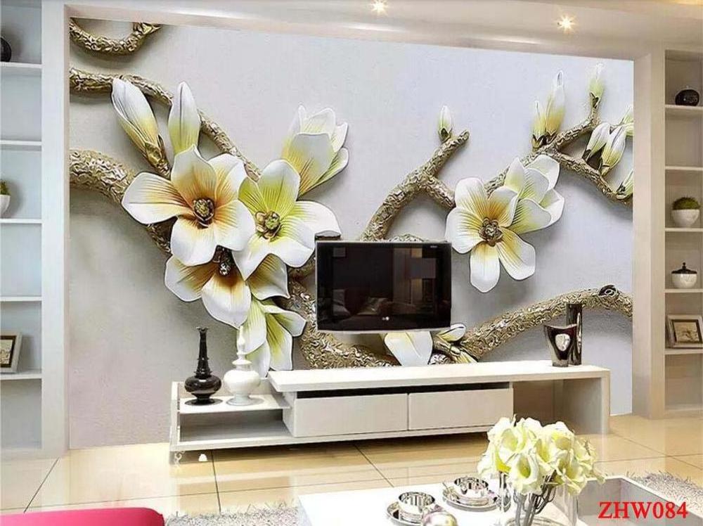 ZHIHAI Customized high quality flowers print asian 3d decorative wall mural