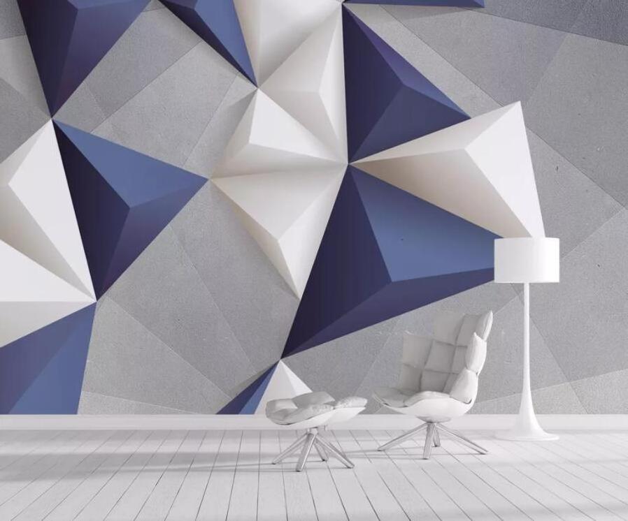 ZHIHAI 3D Geometric Triangle Abstract Background Wall Paper Mural Wallpaper Non Woven Guangzhou Graphic Design Modern Lifetime