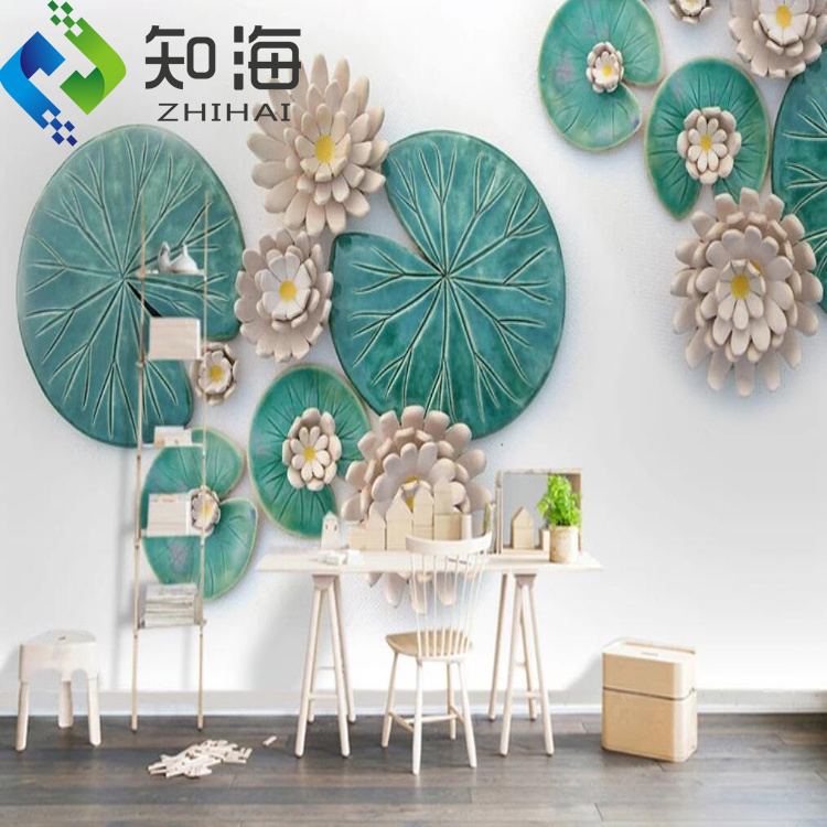 ZHIHAI 5d 8d embossed surface hotel room wall flower3d waterproof decorative printable wallpaper