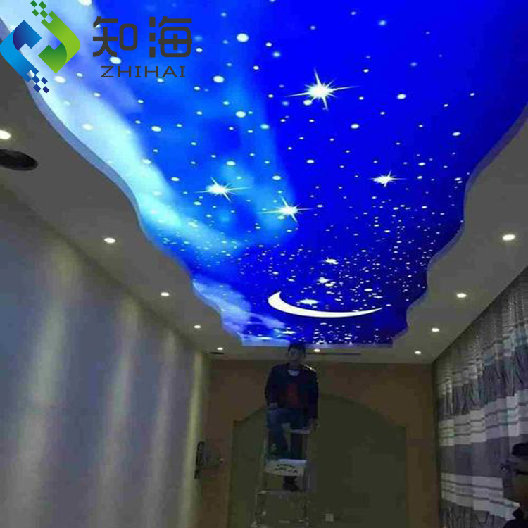 ZHIHAI morden fashion interior decoration material 3d sky tree birds print pvc light fixtures ceiling