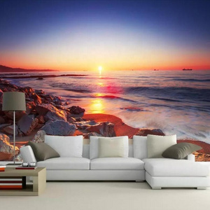 ZHIHAI sunset sunrise ocean waves UV print modern tv background living room bedroom home decoration embossed 8d silk wallpaper