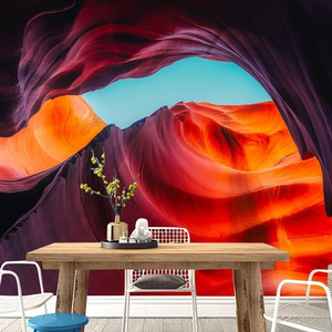 ZHIHAI hd dark red rocks cave mountains with colorful lines uv print modern fashion special design 8d brick wallpaper 3d