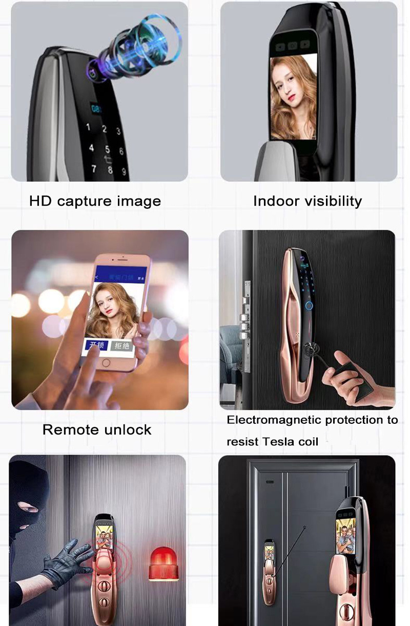 Good Quality Smart Door Lock USmart Go Wifi Lock Password Key Card Fingerprint Smart Door Lock With Cat Eye Camera